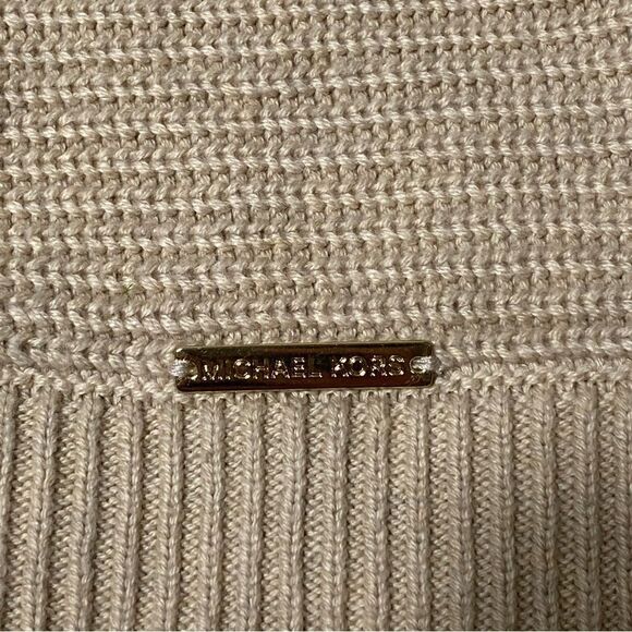 Michael Kors Beige Mock Neck Ribbed Knit Sweater Women's Size Large - Picture 5 of 16